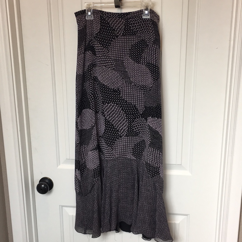 Cynthia Howie black and purple dot design skirt size 6